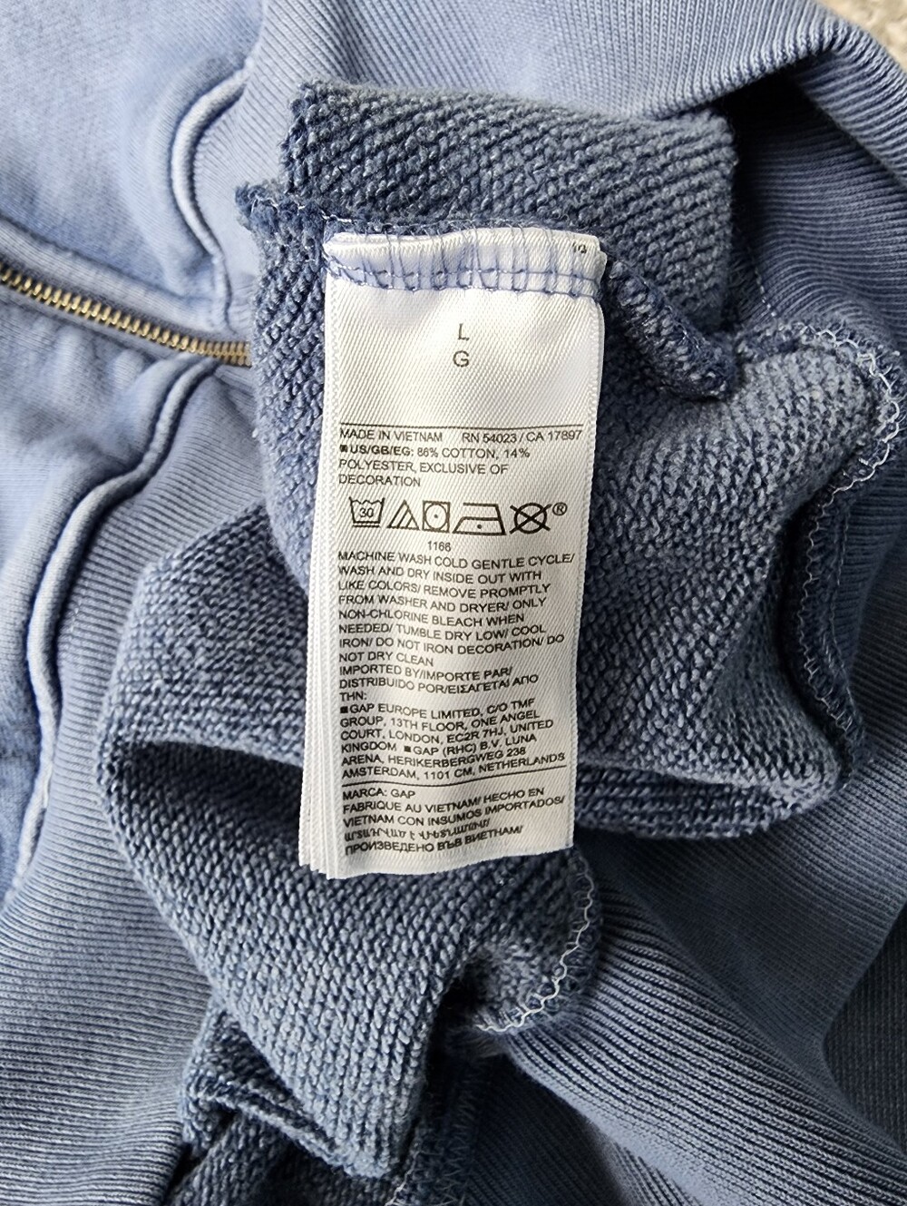 GAP x Madhappy Full Zip Cropped Logo Hoodie Size Large In Blue NWT - Picture 7 of 8